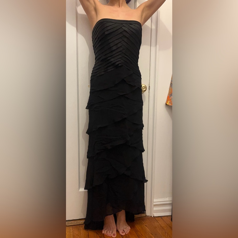 Vintage Silk Layered Black Tadashi Sleeveless Prom Evening Gown
